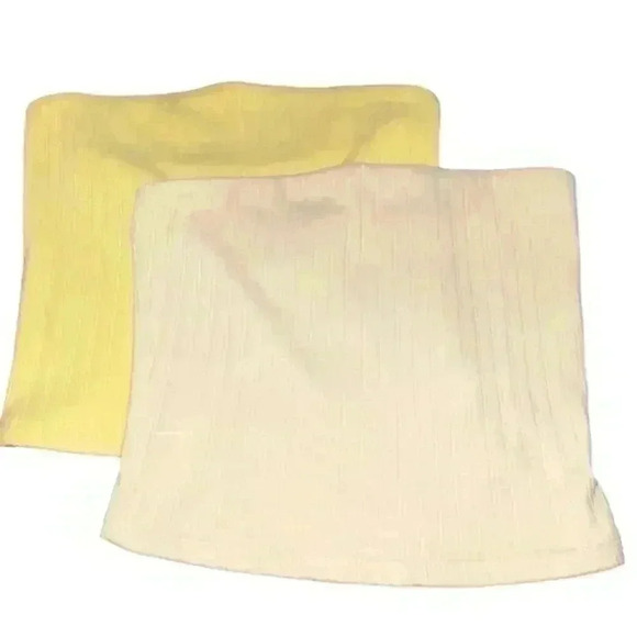 American Eagle Yellow and Cream Ribbed Crop Tube Top, Small - Picture 1 of 4